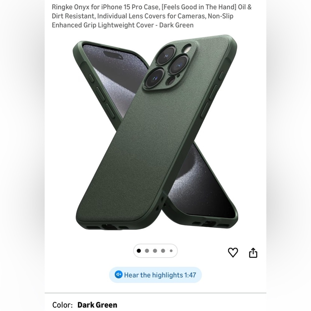 Ringke Dark Green iPhone 15 Pro Protective Case